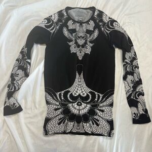 Athleta Monochrome Patterned Floral Athleisure Top Medium